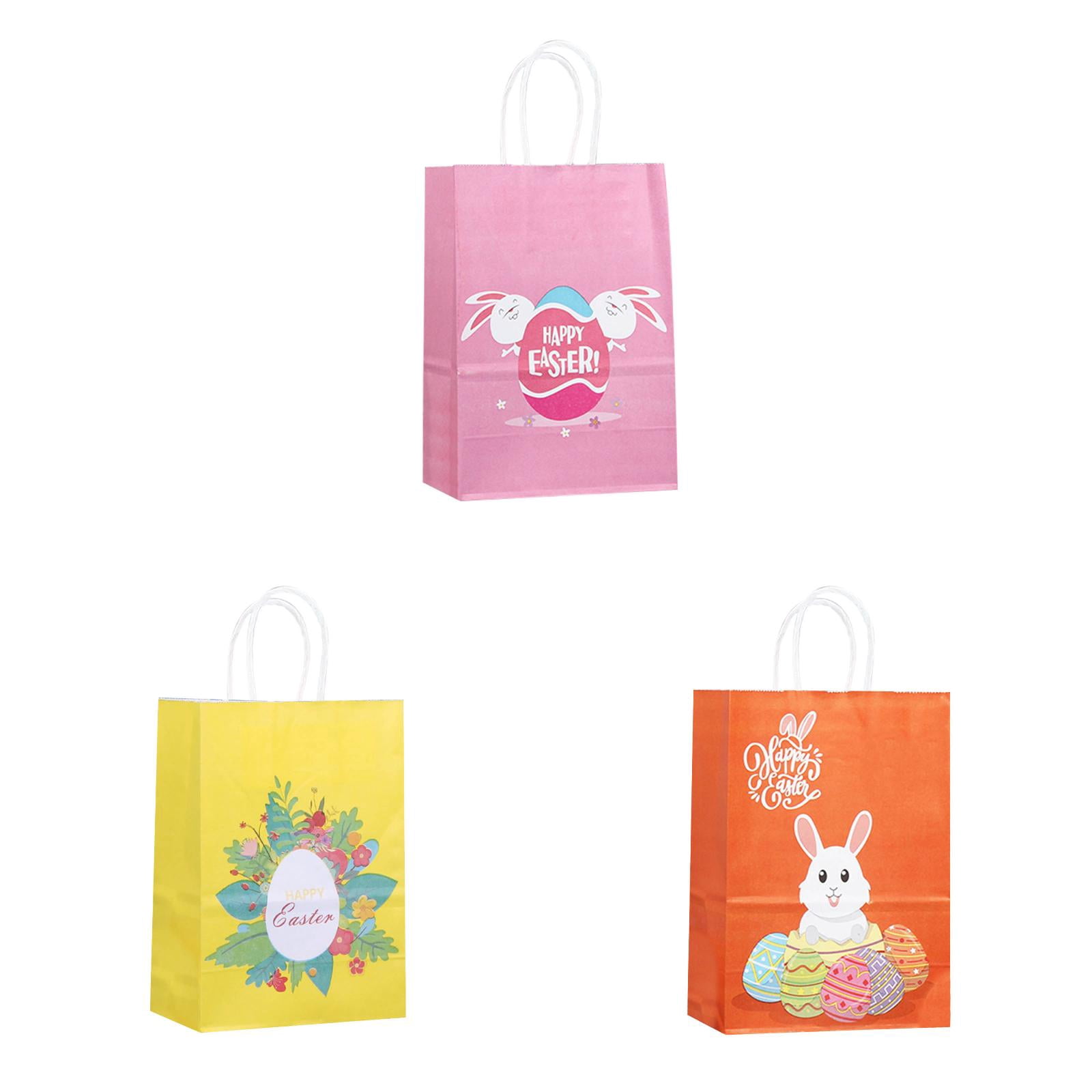 3Pcs Easter Gift Bags, 4 Designs Paper Bunny Bags with Handle,Basket ...