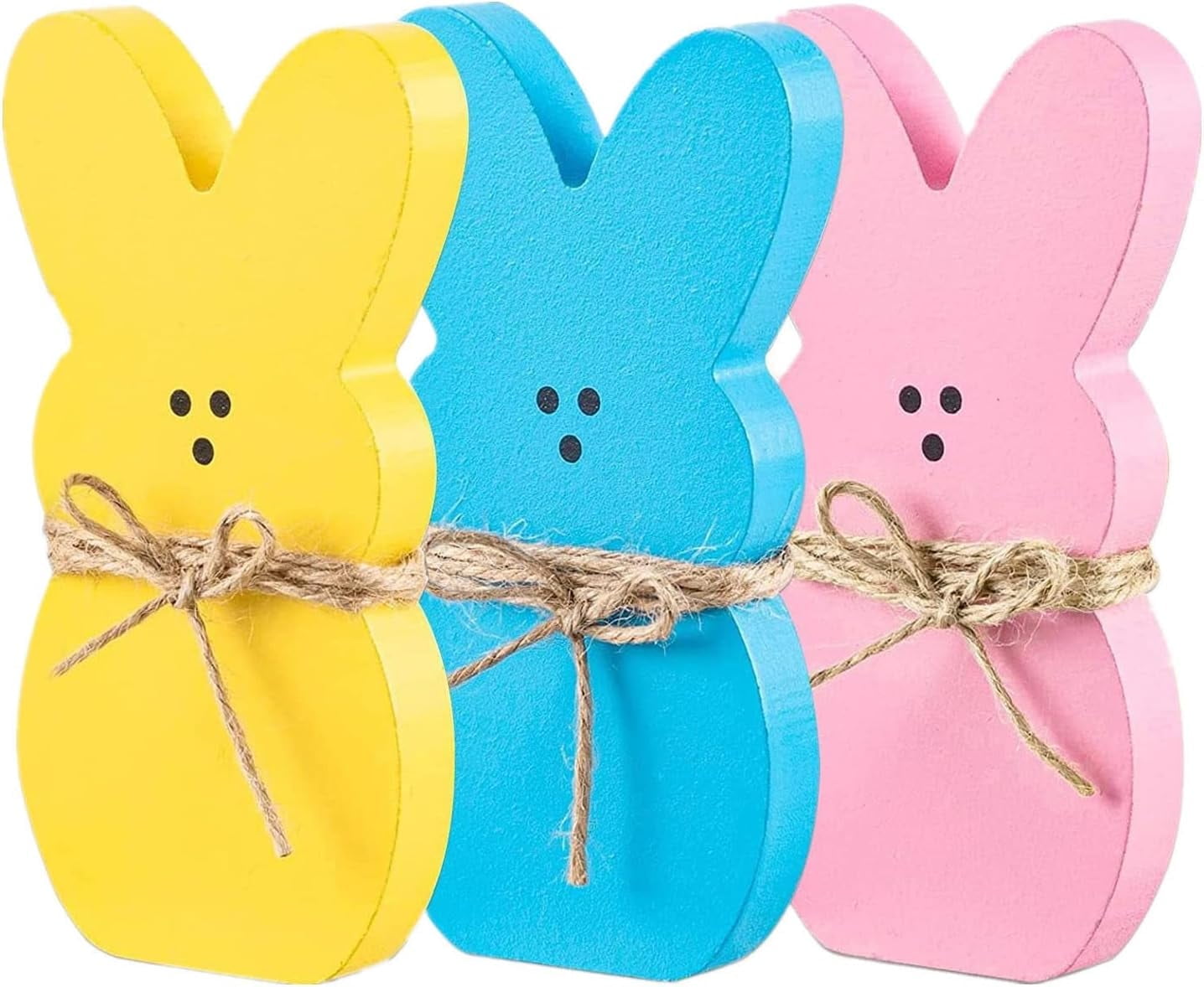 3Pcs Wooden Easter Bunny Rabbit Tabletop Ornaments - Home & Office Easter Decoration