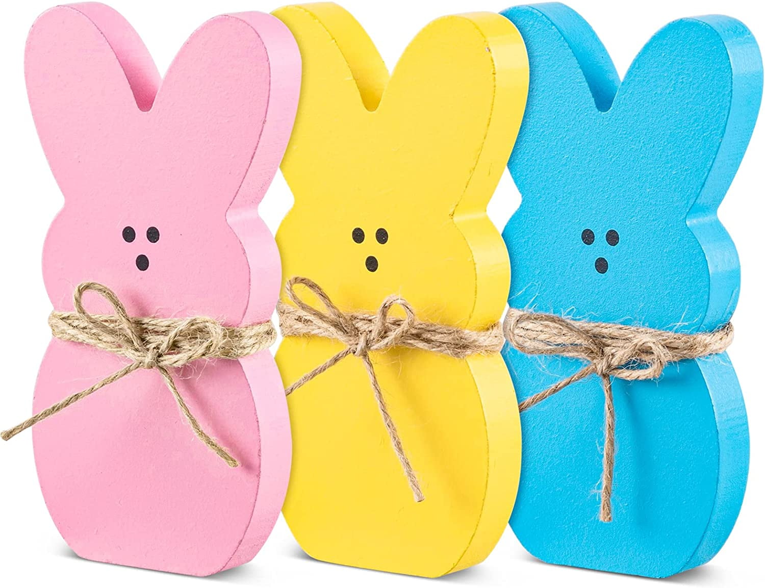 3Pcs Easter Sign Bunny Rabbit Wood Table Ornaments Set Centerpieces-Easter Decoration for Spring Birthday Home Office Farmhouse Gift