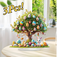 thumbnail image 1 of 3Pcs Easter Table Decor Egg Ornament Tree with Bunny 2D Acrylic Figurine Holiday Party Home Accent Easter Centerpiece Valentine Anniversary Gift, 1 of 7