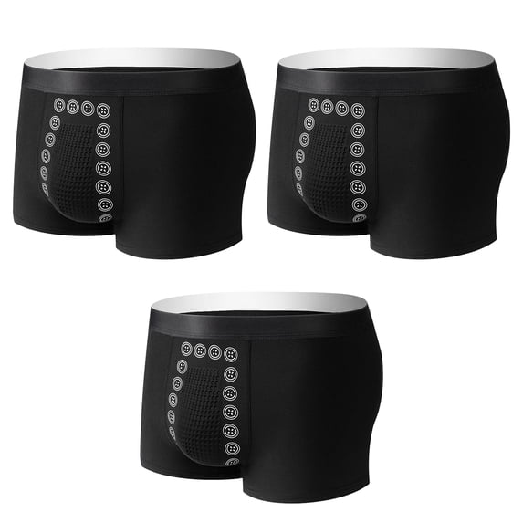 3Pcs Energy Field Therapy Men's Underwear, Magneticeft Energy Field Therapy Men Pants, Bottom U-Convex Boxer Briefs, Cotton Stretch Boxer Briefs, 22 Massage Particles