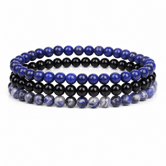 3Pcs Energy Healing Stretch Bracelet Hematite Tiger Eye For Men Women Bead T35