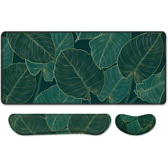 3Pcs Ergonomic Large Mouse Pad and Keyboard Wrist Rest, Desk Pad for Keyboard and Mouse, 3-in-1 Gaming Mouse Pad with Wrist Support ,35.6" x 15.8"