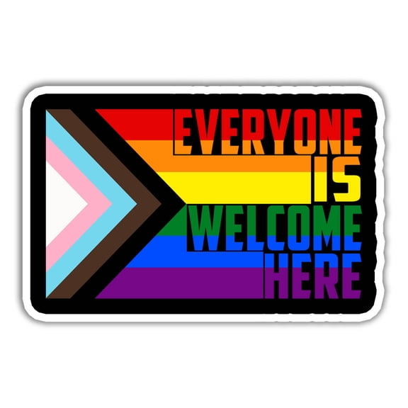 3Pcs | Everyone is Welcome Here Sticker LGBTQ+ Progress Pride Flag | for Decorating Phone Laptop Computers Planner Bottle Car Bumper Wall Window | 3x4 inch