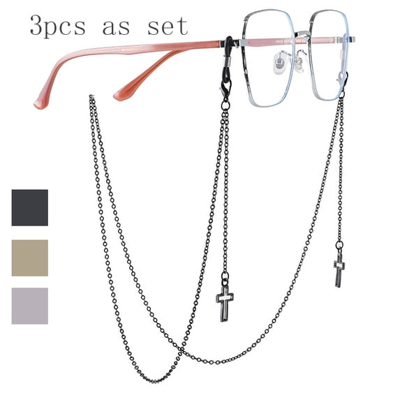 3Pcs Eyeglasses Chain for Women Glasses Chain Eyeglass Sunglass Face Mask Holder Black Chain Cross Eye Glasses Holders Around Neck In Store