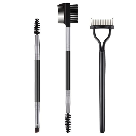 3Pcs Eyelash Comb Separator Eye Brow Comb & Spoolie Brush Black Double Head Mascara Brush Eyebrow Lash Grooming Brush Eye Makeup Tools Set