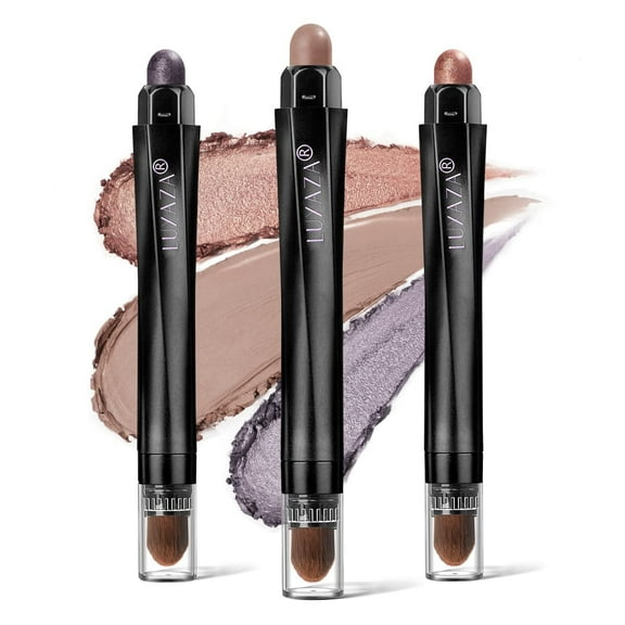 3Pcs Eyeshadow Stick Set, Matte And Shimmer Creamy Eyeshadow Pencil,Eye Brightener Stick,Nude Caramel Grayish Purple Shadow Sticks Set, Waterproof Long Lasting Smoky Highlighter Eye Makeup