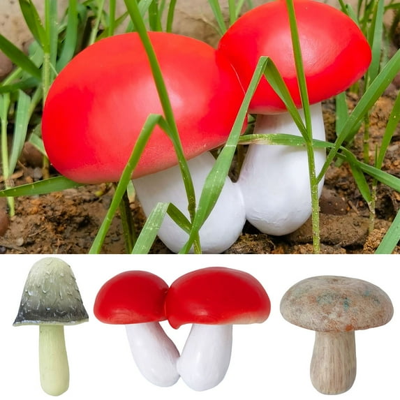 3Pcs Fairy Garden Miniatures Decoration Mushroom Resin DIY Garden Ornament Micro Landscape Mini Dollhouse