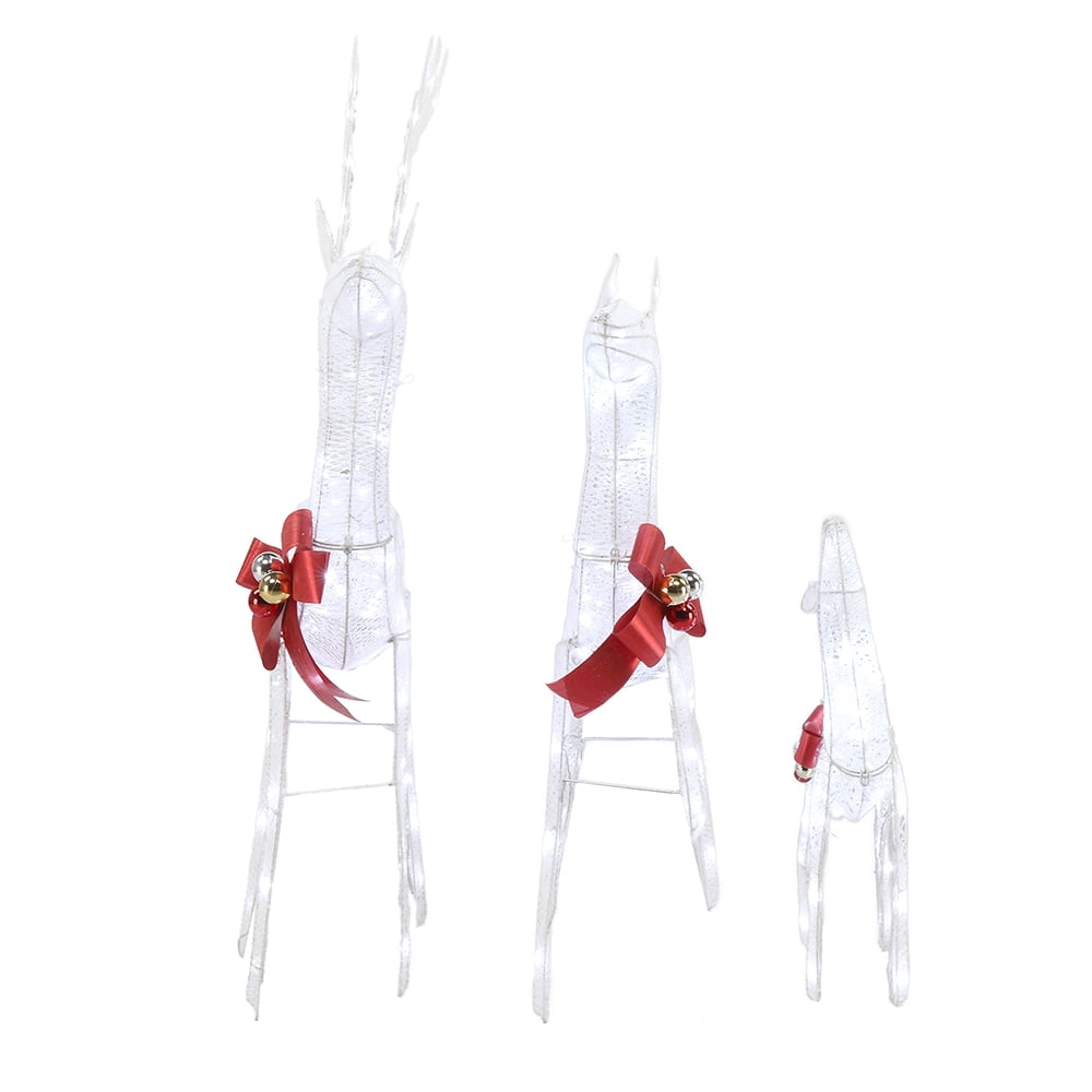 3Pcs Family Elk White Iron Frame Cotton Thread Green Onion Powder Courtyard Elk Decoration, 54*20*122cm 30.00V 3.60W