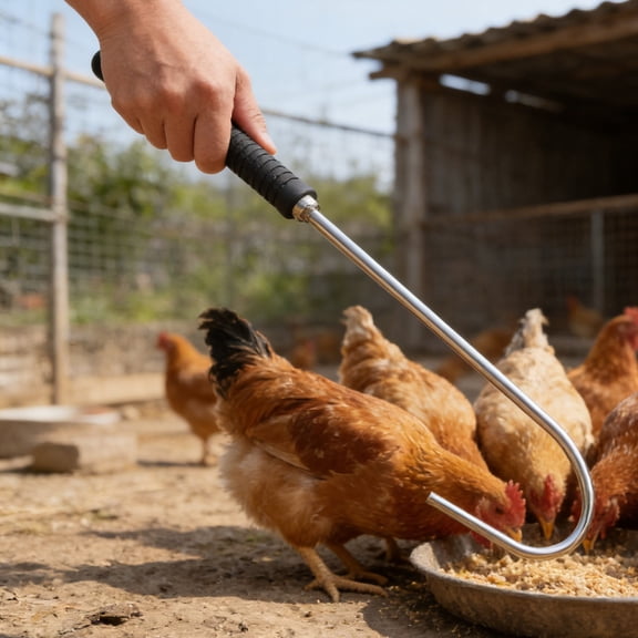 3Pcs Farm Coop Chicken Catcher Hooks with Stainless Steel Construction for Easy Poultry Grabbing