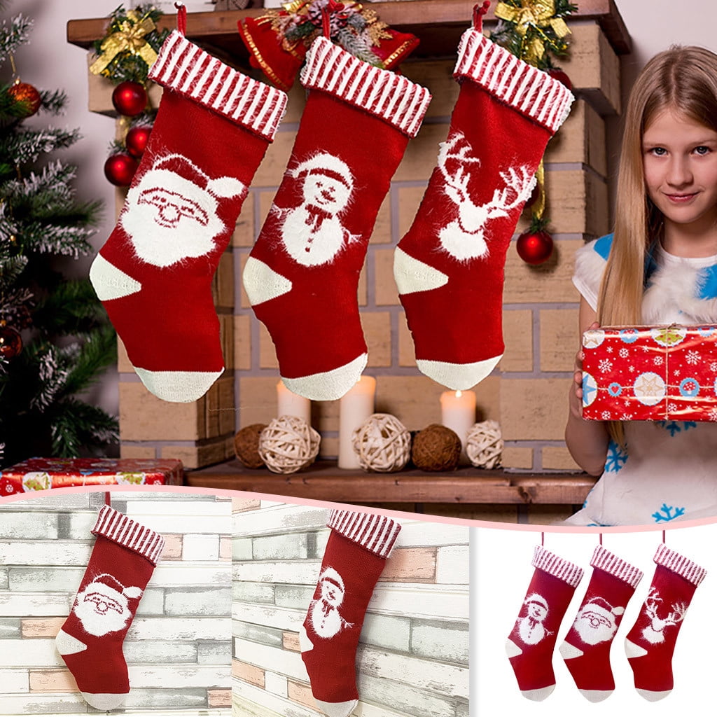 Cevemin 3Pcs Fashion Christmas Socks Gift Bag Christmas Pattern Cevemin 3pcs fashion christmas socks gift bag christmas pattern