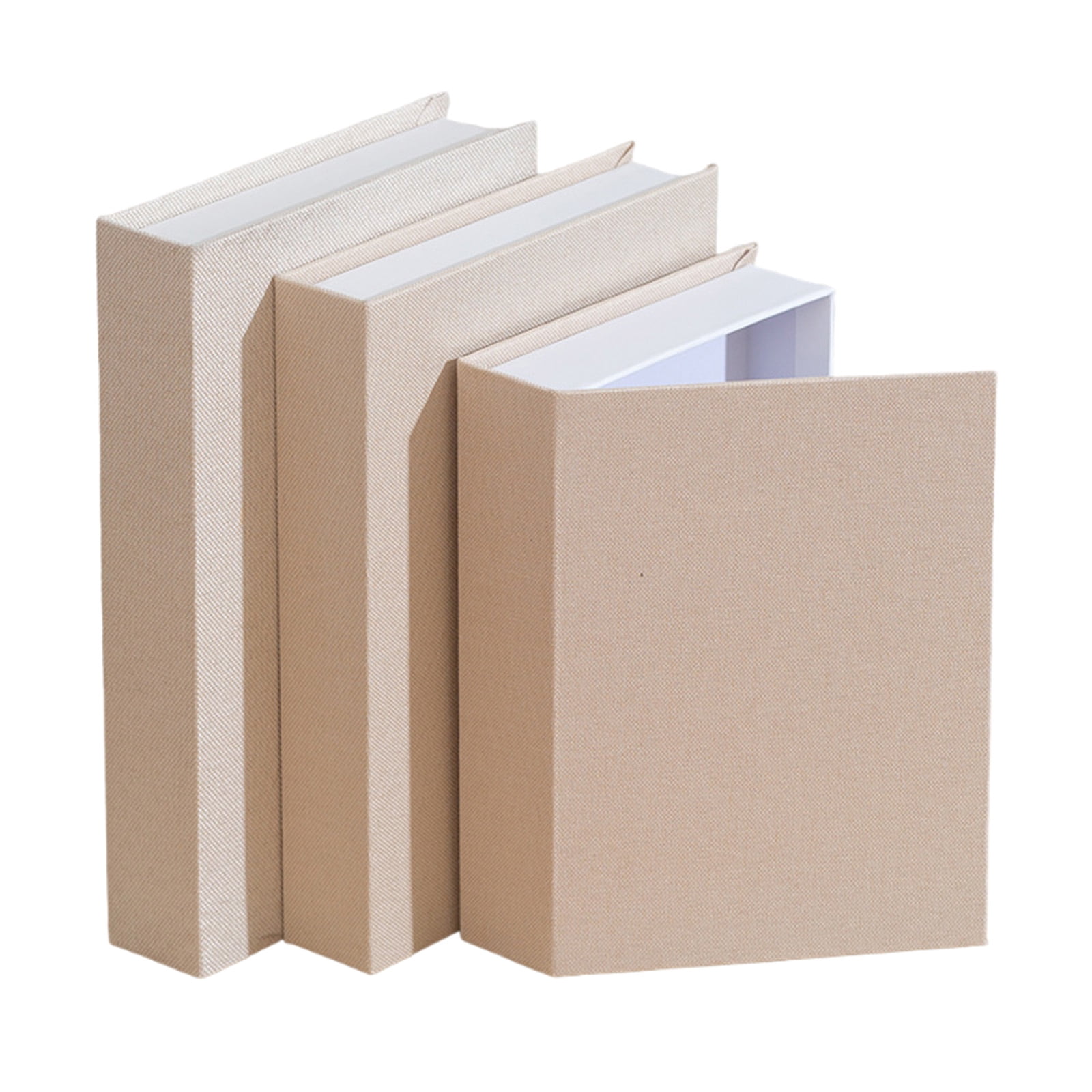 3Pcs Faux Books for Decoration, Linen Fake Book Boxes Blank Stacked ...