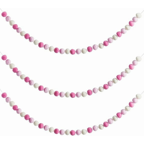 3Pcs Felt Ball Garland Misscrafts 7.88 Feet 30 Balls Pink Pom Pom Garland Home Room Hanging Decoration Wool Felt Ball Christmas Tree Garland