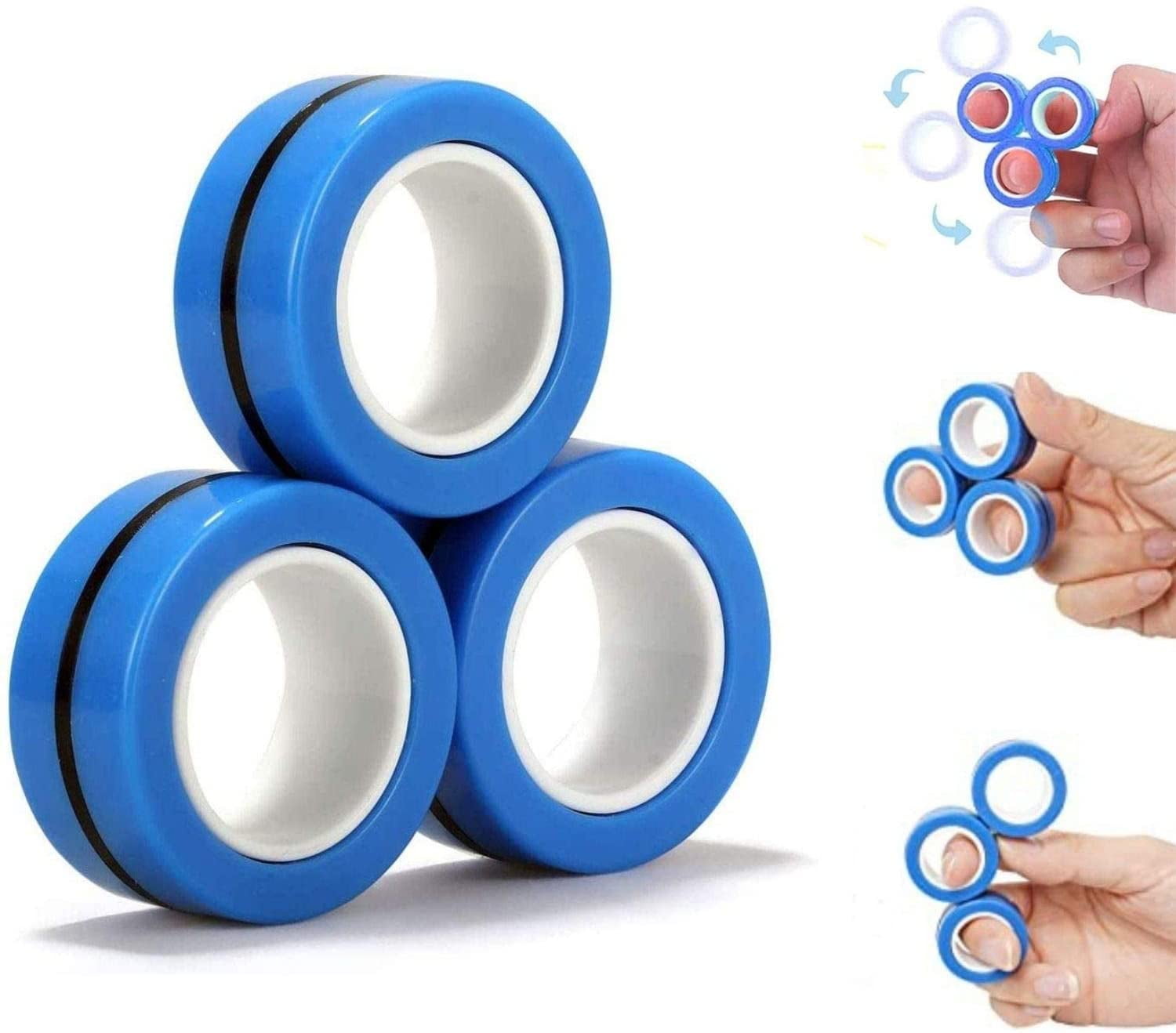 9pc Magnetic Ring Rainbow Finger Spinner Fidget Sensory Autism Stress  Relief | eBay
