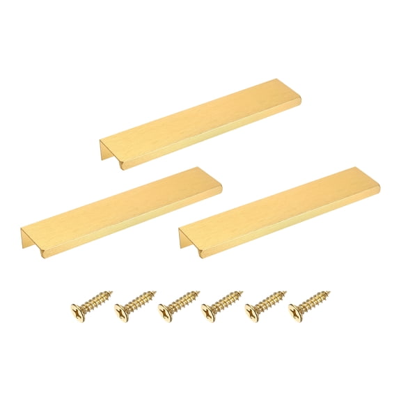 3Pcs Finger Pulls, 150mm/5.91 Inch Aluminum Hidden Cabinet Edge Handles, Modern Concealed Tab Pulls Hardware for Kitchen, Furniture, Drawer, Wardrobe, Gold