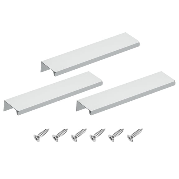 3Pcs Finger Pulls, 150mm/5.91 Inch Aluminum Hidden Cabinet Edge Handles, Modern Concealed Tab Pulls Hardware for Kitchen, Furniture, Drawer, Wardrobe, Silver