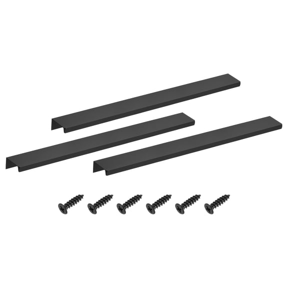 3Pcs Finger Pulls, 300mm/11.81 Inch Aluminum Hidden Cabinet Edge Handles, Modern Concealed Tab Pulls Hardware for Kitchen, Furniture, Drawer, Wardrobe, Black