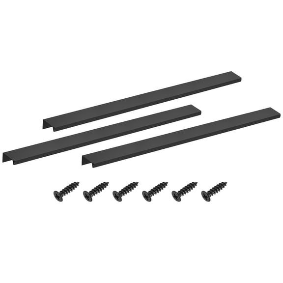3Pcs Finger Pulls, 400mm/15.75 Inch Aluminum Hidden Cabinet Edge Handles, Modern Concealed Tab Pulls Hardware for Kitchen, Furniture, Drawer, Wardrobe, Black