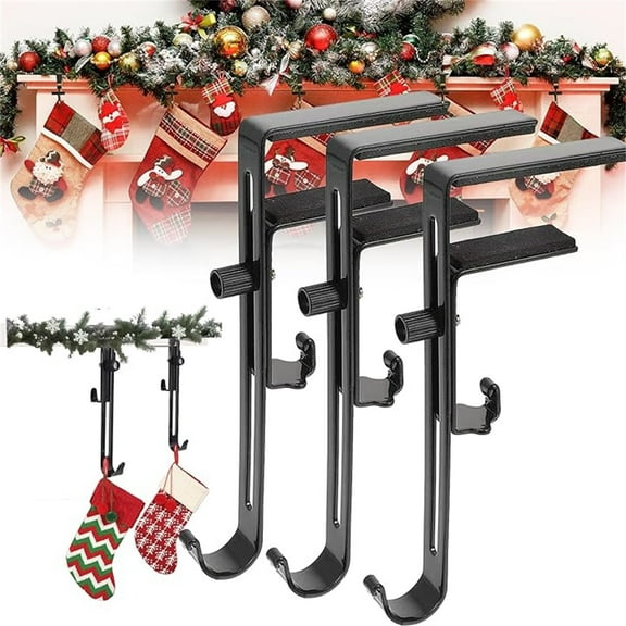 3Pcs Fireplace Stocking And Garland Hanger Adjustable Heavy Duty Brick Hanger