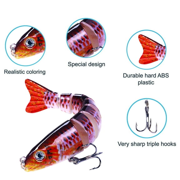 3Pcs Fishing Bait! Fufafayo Multi-Segment False Bait for Sea Fishing, Sinking Lure for Saltwater Fishing, Artificial Bait with Lifelike Action, Hardened Fiber Lure for Game Fish