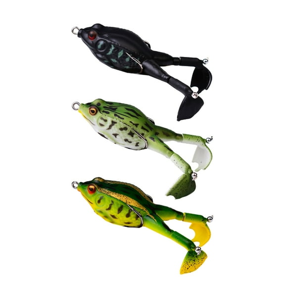3Pcs Fishing Baits Silicone Soft Lures Double Propeller Floating Frogs Swimming Lures for Freshwater and Saltwater