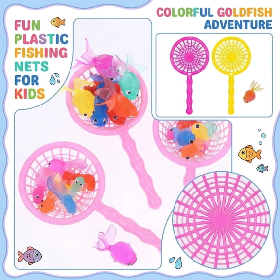 3Pcs Fishing Net for Bug/Catching & Fish, Small Butterfly Net with Handle for Outdoor , Pond & Pool Toys, Summer Beach Fun, Easter Birthday Gifts F