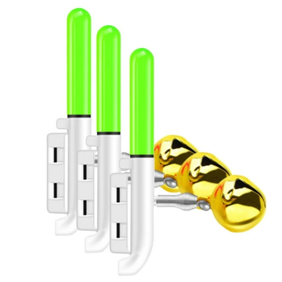 3Pcs Fishing Rod Tip Light with Bell, LED Bite Alarm Alert for Night Fishing, Clip On Glow Stick for Pole Tips, Smart Light for Bass Trout Catfish Crappie, Strike Alert, Fishing Rod Light Beacon