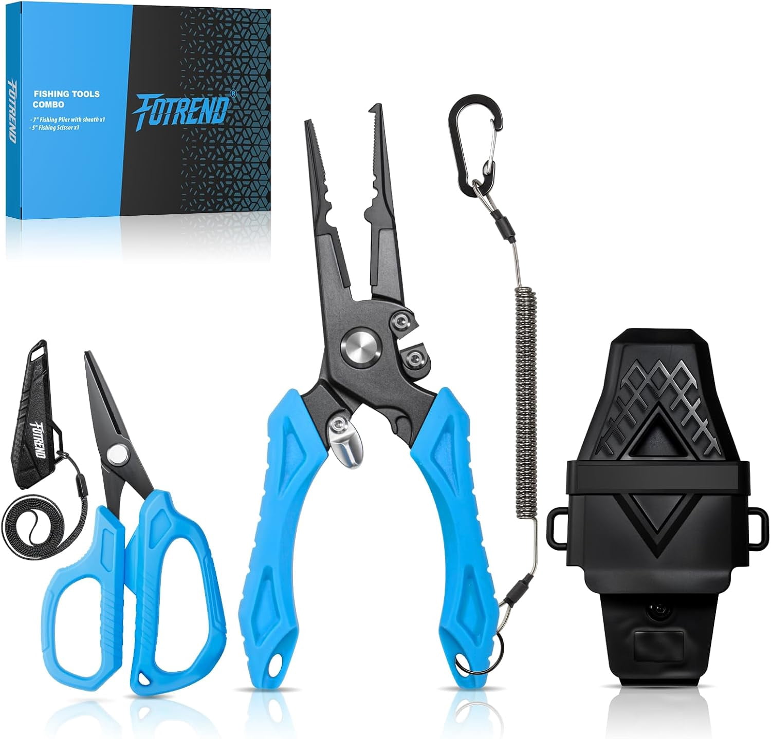 3Pcs Fisihng Tool Kit, Fishing Plier with Sheath, Fishing Scissor ...