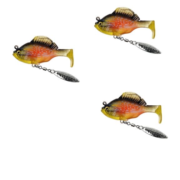 3Pcs Flash Spin Bait Soft Lure, Paddle Tail Swimbaits Fishing Lures, Pre-Rigged Soft Bait With Spinner Blades & 3d Eyes, Weedless Hidden Hook for Bass Trout, Freshwater Saltwater Gear, F