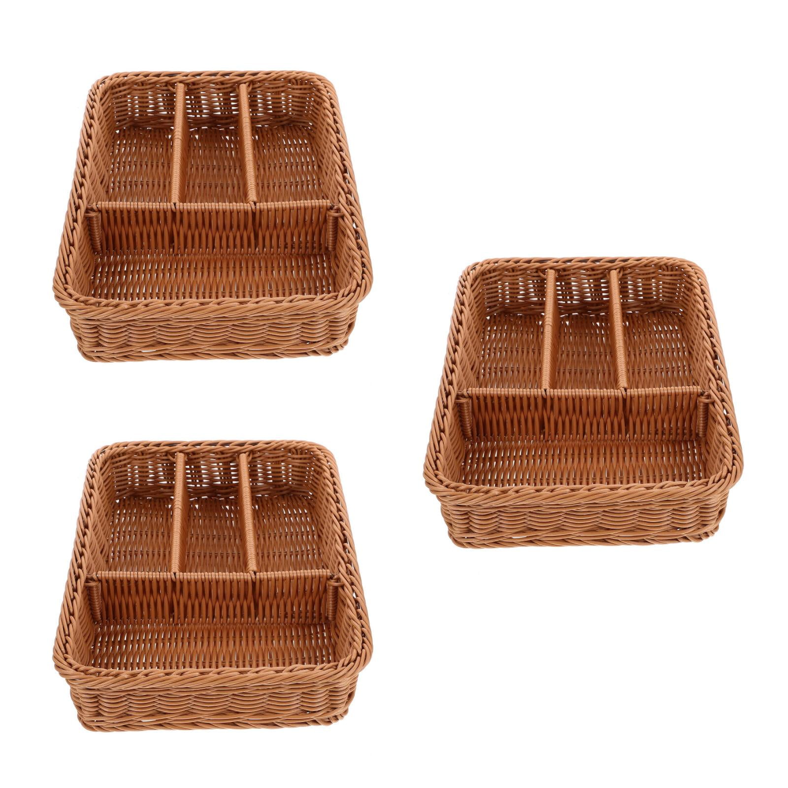 3Pcs Flatware Silverware Caddy Cutlery Holder Storage for Countertop Small Utensil Holders Party 4 Compartments 14L*10W''