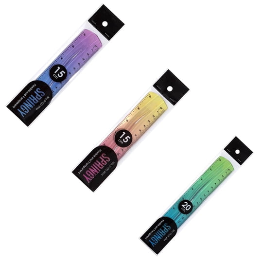 3Pcs Flexible Ruler, 6 Inch Bendable Ruler with Inches and Centimeters, Soft Plastic Ruler for Teacher Classroom Office Supplies, Gradient Color Flex Ruler, Studying Essentials, 3 Colors 15cm