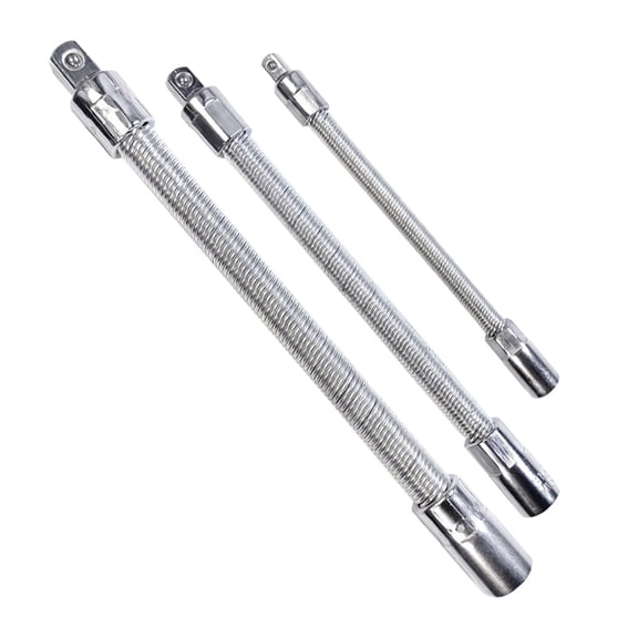 3Pcs Flexible Socket Wrench Extension Rod Set Flexible Drill Bit Extension Rod Set Bendable Socket Extension Rod Shafts
