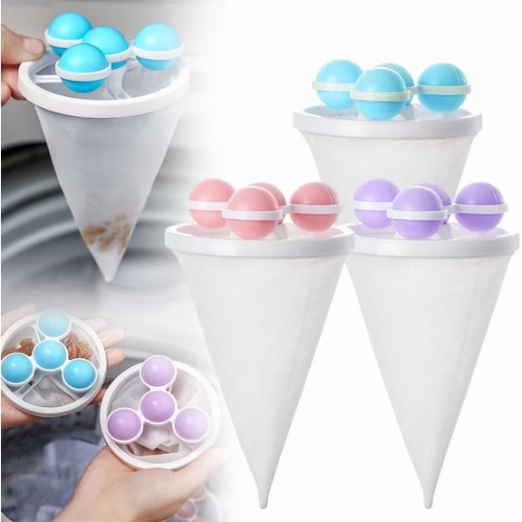 3Pcs Floating Hair Filtering Mesh Removal,Reusable Floating Lint Mesh Bag & Laundry Ball, Catcher for Pet Hair, Fur, Lint in Washer