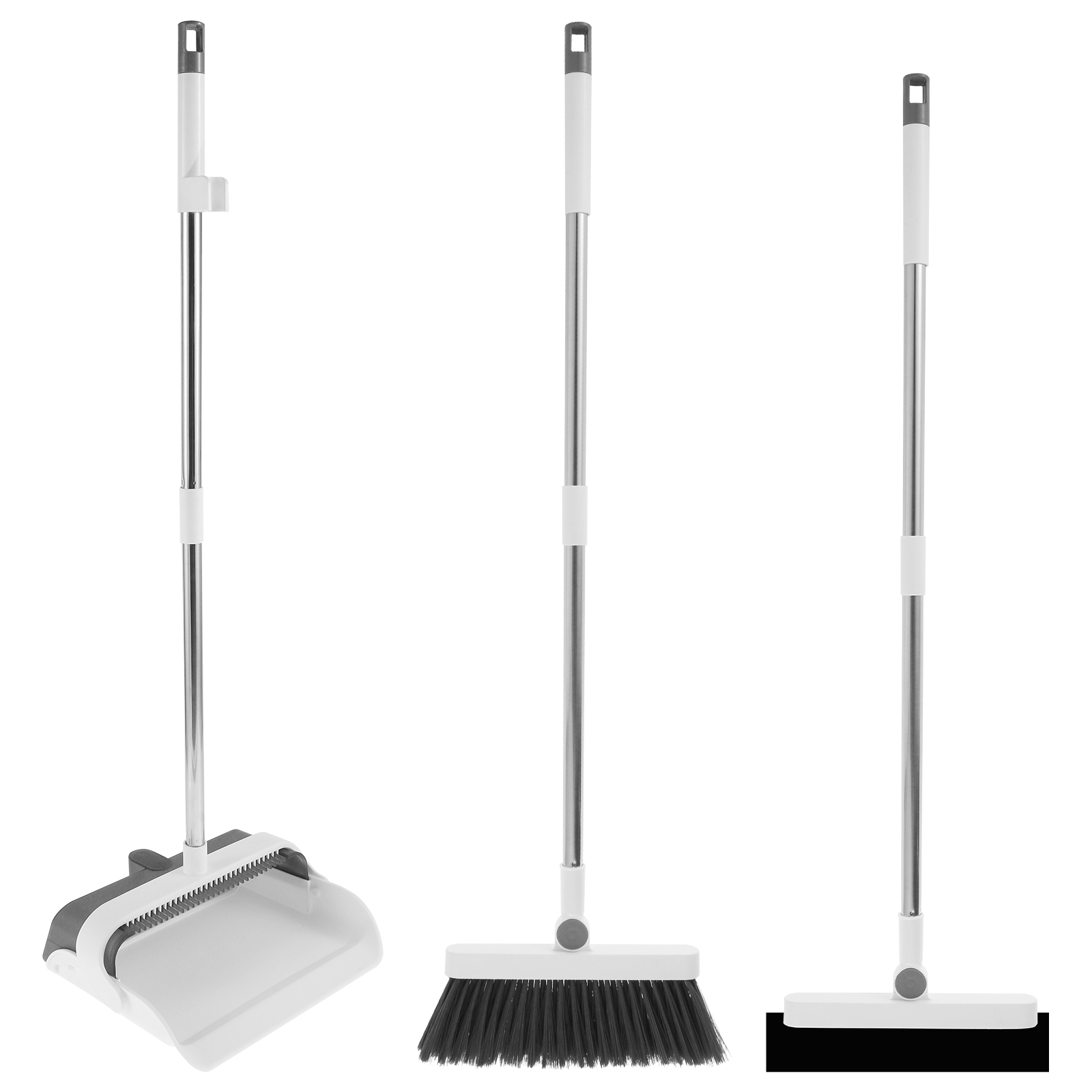 3Pcs Floor Sweeping Set with Long Handle Portable Broom Dustpan