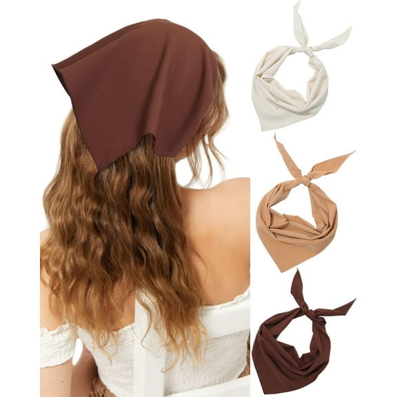 3Pcs Floral Head Scarf, Chiffon Hair Bandanas Kerchief, Vintage Boho Hair Scarf for Women Girls