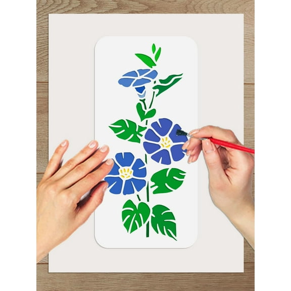 3Pcs Floral Theme Plastic Painting Templates Flower Reusable Stencil Crafts Drawing Templates for Wall Home Decor Card Scrapbook Canvas Holiday Ornament 300x150mm for DIY