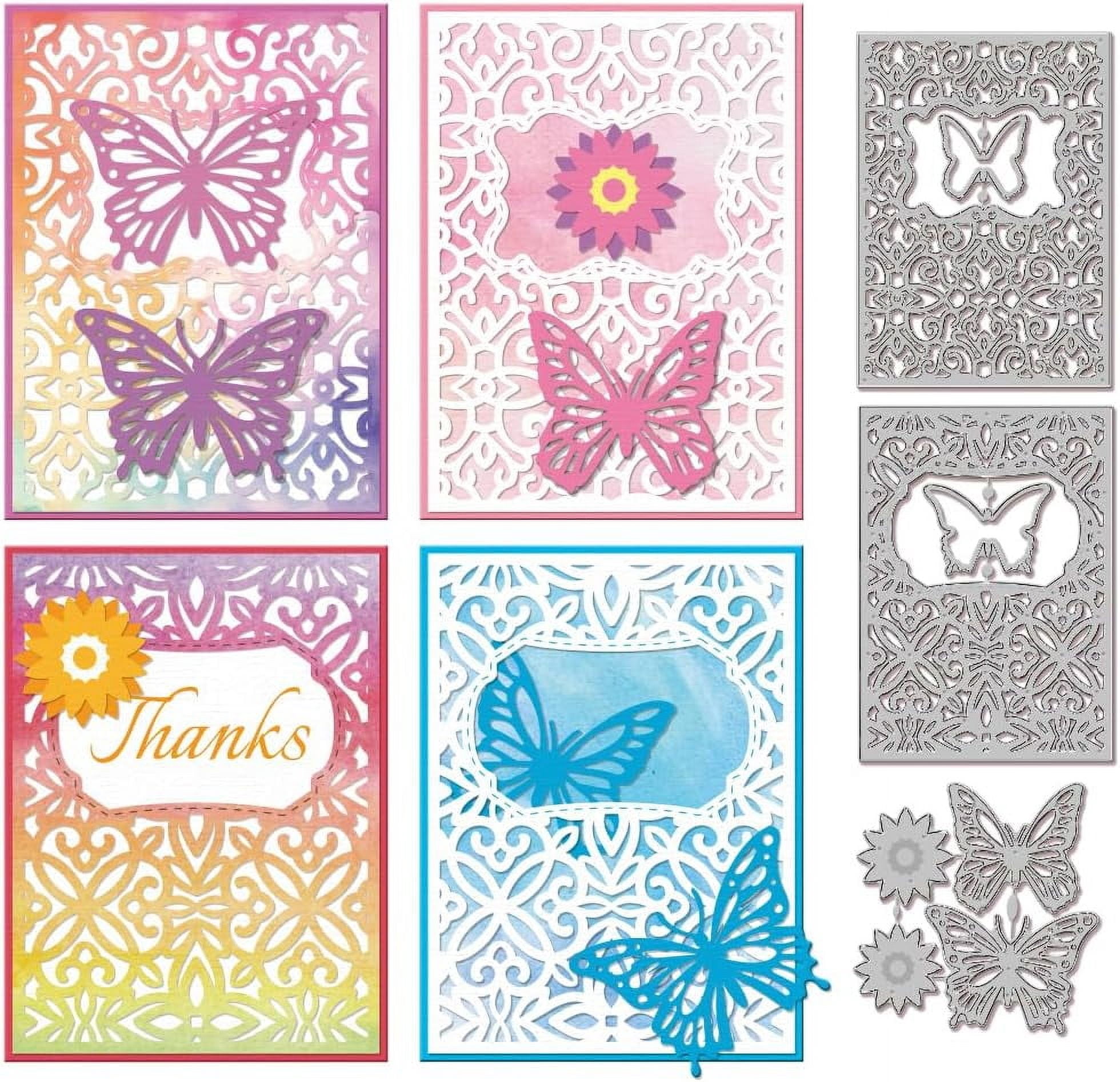 3Pcs Flower Butterfly Lace Frame Cutting Dies Hollow Butterfly Die Cuts ...