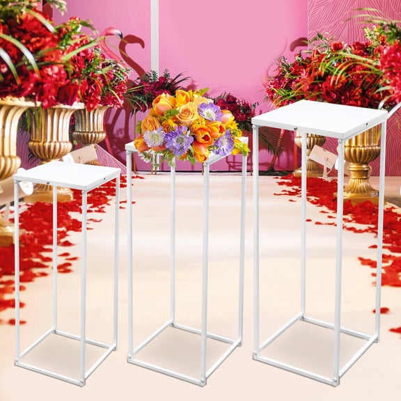 3Pcs Flower Floor Vase Metal Column Flower Stand For Wedding Party Centerpiece