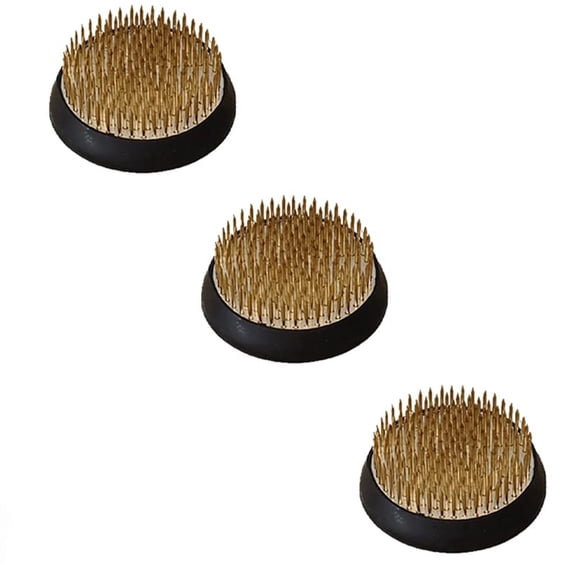 3Pcs Flower Frogs Holder,2Inch Round Flower Arrangement Kenzan Japanese Pin Frogs for Flowers Fixation and Decoration,3 x flower frogs,Black&Gold