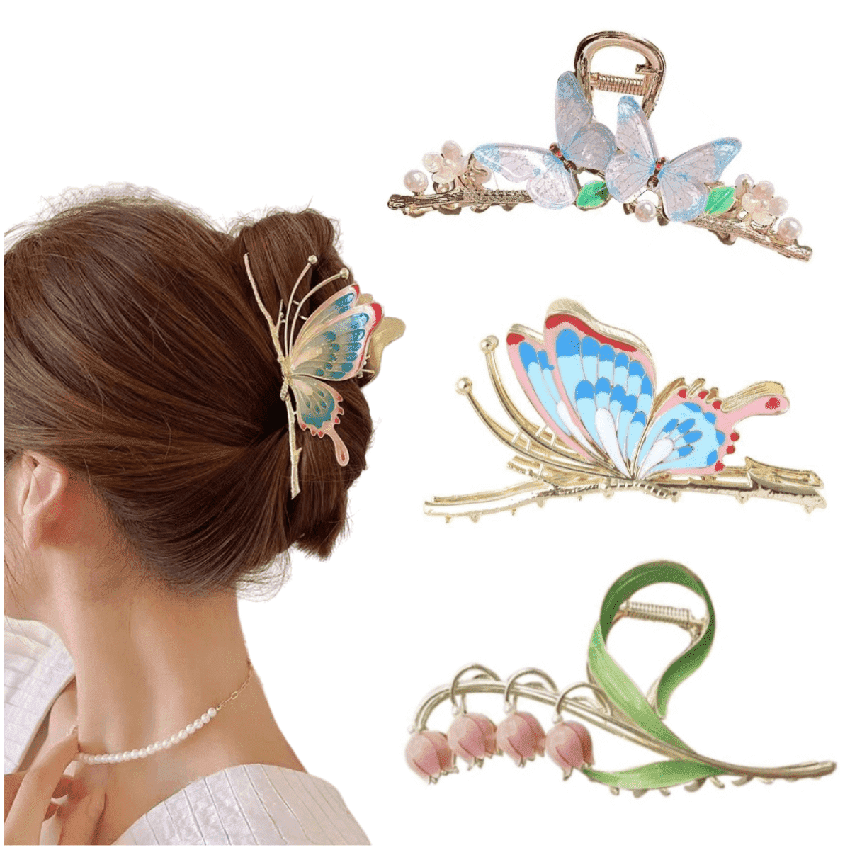 Jade Korean style big butterfly hair clip Japanese and Korean Style 11cm Acetate Butterfly Hair Clip main image 3