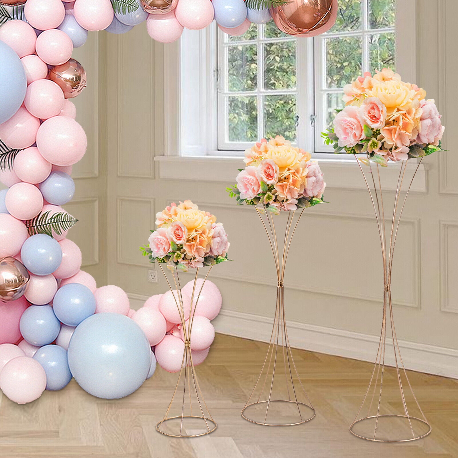 3Pcs Flower Rack Vase Stand Prop Road Lead Hourglass-Shaped Wedding ...