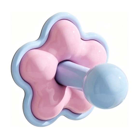 3Pcs Flower Shape Suction Cup Hooks, Self-Adhesive Hangers for Keys, Towels, Cloths, Bath Balls, Bags No-Drill Plastic Handles for Cabinet(Pink)