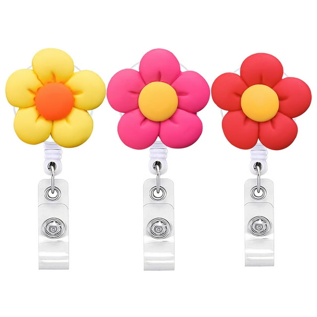 3Pcs Flower Shaped Badge Clips Nurse Student Badge Buckles Multi ...