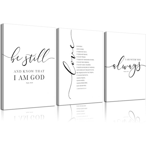 3Pcs Framed Bible Verse Canvas Wall Art Christian Scripture Posters Prints Inspirational Wall Decor Pictures Paintings for Living Room Bedroom Home Decoration, Ready to Hang