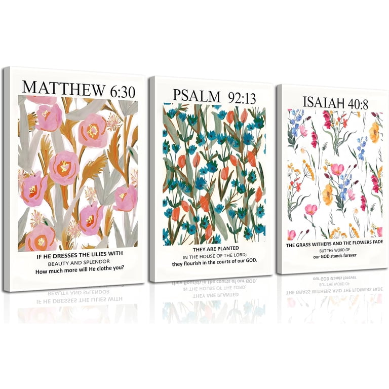 3Pcs Framed Bible Verse Wall Art, Christian Floral Scripture Posters Canvas  Paintings Prints Wall Decor Pictures for Bedroom Living Room Home  Decoration, Ready to hang - Walmart.com
