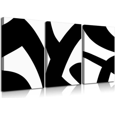 3Pcs Framed Black and White Abstract Canvas Wall Art Modern Minimalist Line Drawing Posters Prints Mid Century Wall Decor Pictures Artwork for Living Room Bedroom Office Home Decoration 12x16in
