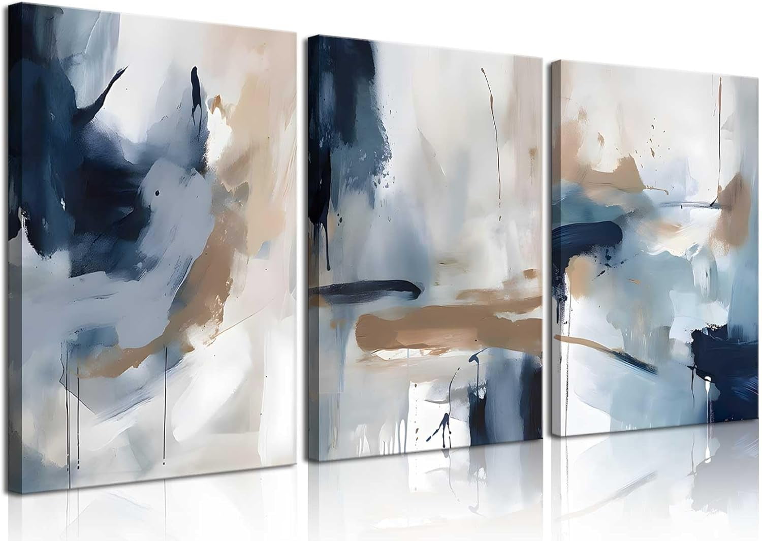 RUURUU Black And White Abstract Wall Art – 3-Piece Canvas Prints, Modern Minimalist Decor 12x16 Inches