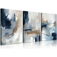 thumbnail image 1 of 3Pcs Framed Navy Blue Wall Art Abstract Modern Brown Watercolor Canvas Posters Prints Minimalist Neutral Wall Decor Pictures for Living Room Bedroom Home Decoration 12x16in, 1 of 6