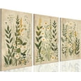 thumbnail image 1 of 3Pcs Framed Sneutral Vintage Wildflowers Wall Art Green Plant Canvas Posters Prints Sage Pictures Daisy paintings Wall Decor for Bedroom Bathroom Living Room, 1 of 6