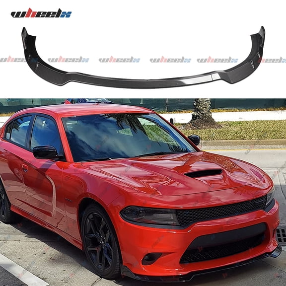 3Pcs Front Bumper Lip Compatible with 2015-2024 Dodge Charger, Air Dam Lower Chin Spoiler Splitter Fit for SRT Hellcat 392 Scat Pack GT R/T Daytona, Protection Body Kit (Carbon Fiber Pattern)